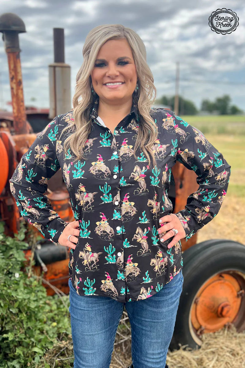 Sterling Kreek Western Grit Long Sleeve Button Up Top